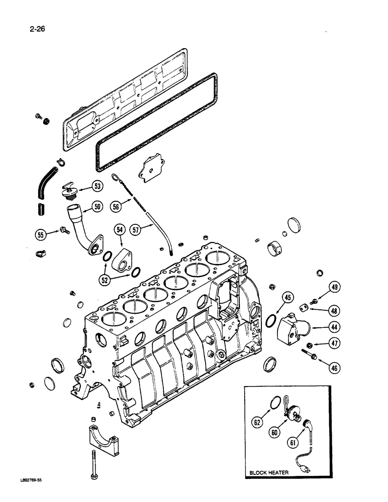 Схема запчастей Case W14C - (2-26) - CYLINDER BLOCK, 6-590 ENGINE (02) - ENGINE