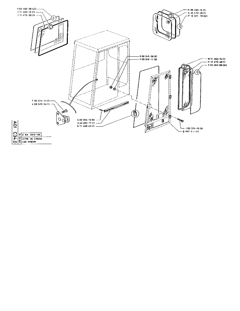 Схема запчастей Case 90BCL - (018) - CAB WINDOW (05) - UPPERSTRUCTURE CHASSIS