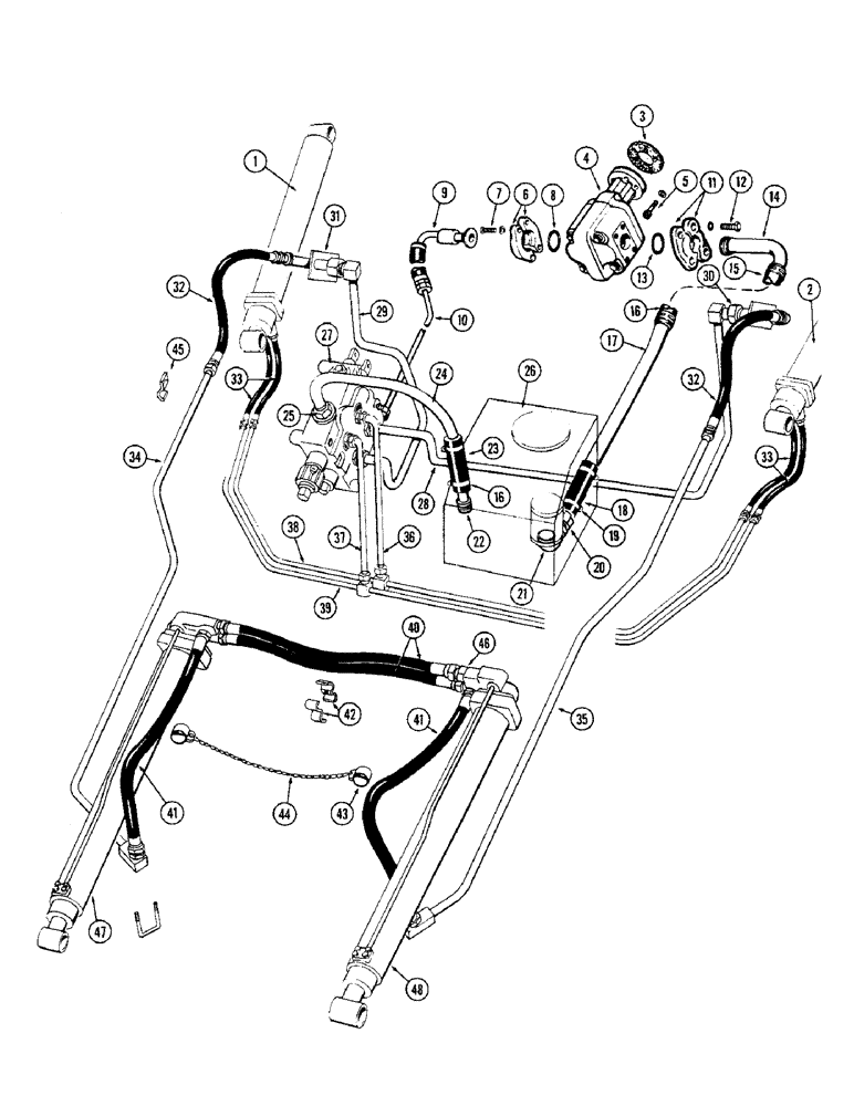 Схема запчастей Case W10 - (174) - TWO SPOOL VALVE HYDRAULIC SYSTEM, LATE MODELS (08) - HYDRAULICS