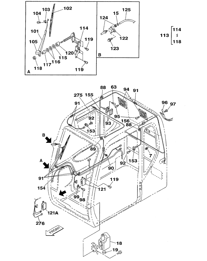 Схема запчастей Case CX350 - (04-045-00[01]) - ELECTRICAL CIRCUIT - CAB (05) - STEERING