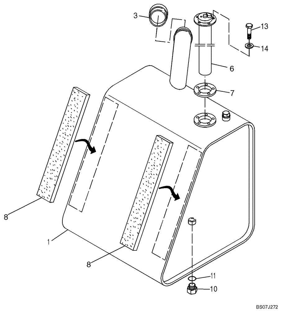 Схема запчастей Case 221D - (10.202[2987090000]) - FUEL TANK (10) - ENGINE