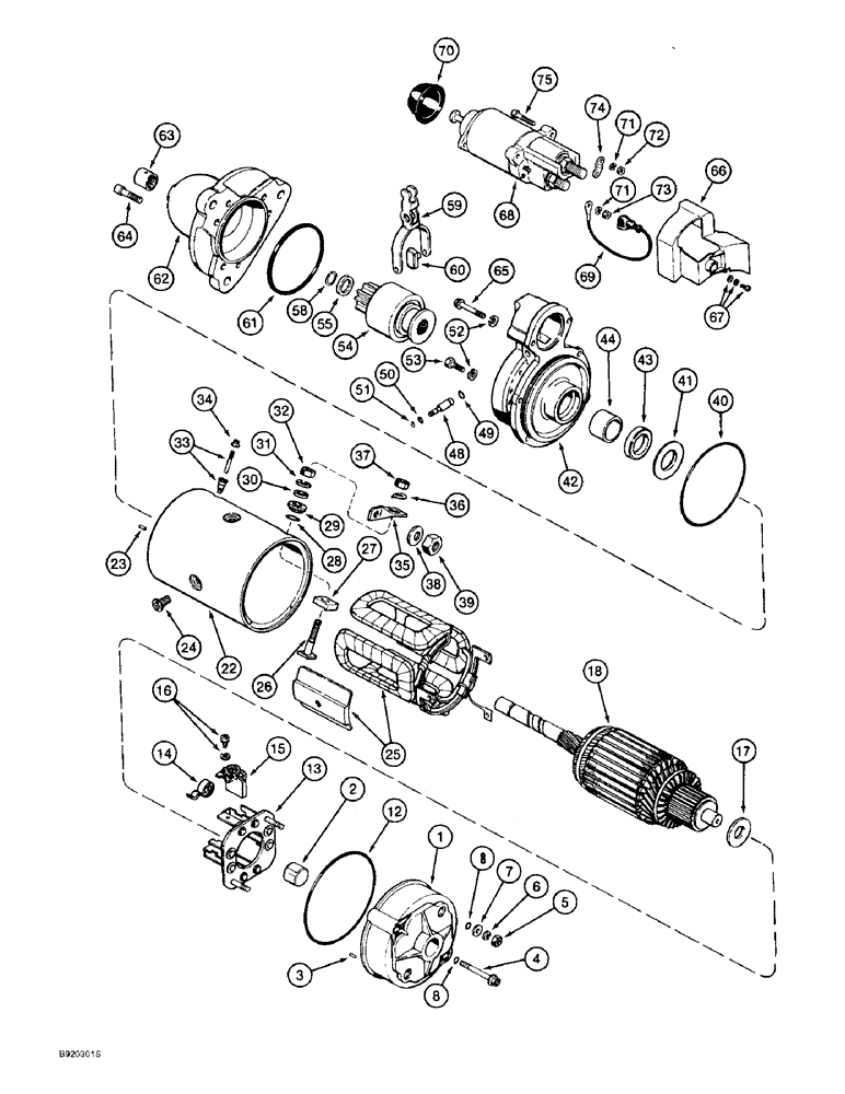 Схема запчастей Case 821B - (4-04) - STARTER ASSEMBLY (04) - ELECTRICAL SYSTEMS