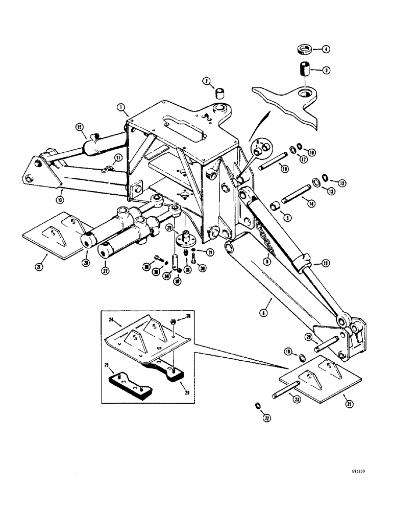 Схема запчастей Case 36 - (08) - BACKHOE MOUNTING FRAME AND STABILIZERS 
