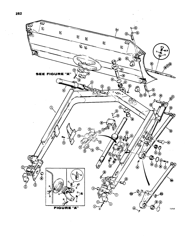 Схема запчастей Case 850 - (252) - POWER ANGLE TILT PITCH DOZER - MECHANICAL, USED BEFORE TRAC. S/N 7074906 (05) - UPPERSTRUCTURE CHASSIS