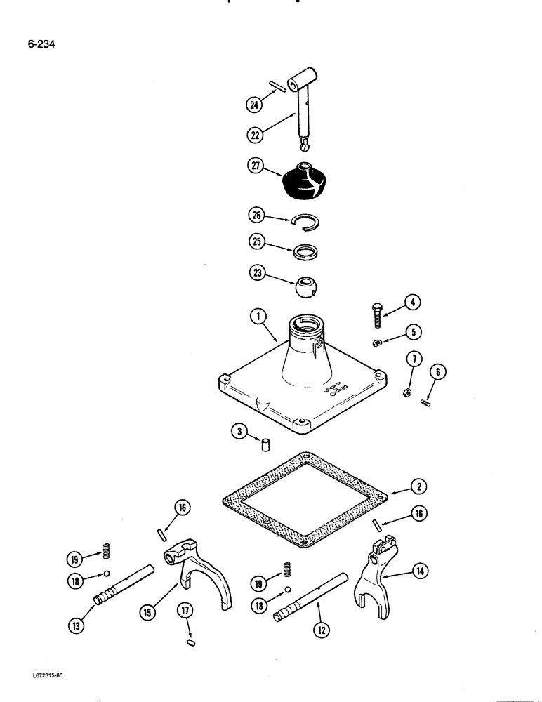 Схема запчастей Case 580K - (06-234) - TRANSAXLE SHIFTER MECHANISM (06) - POWER TRAIN