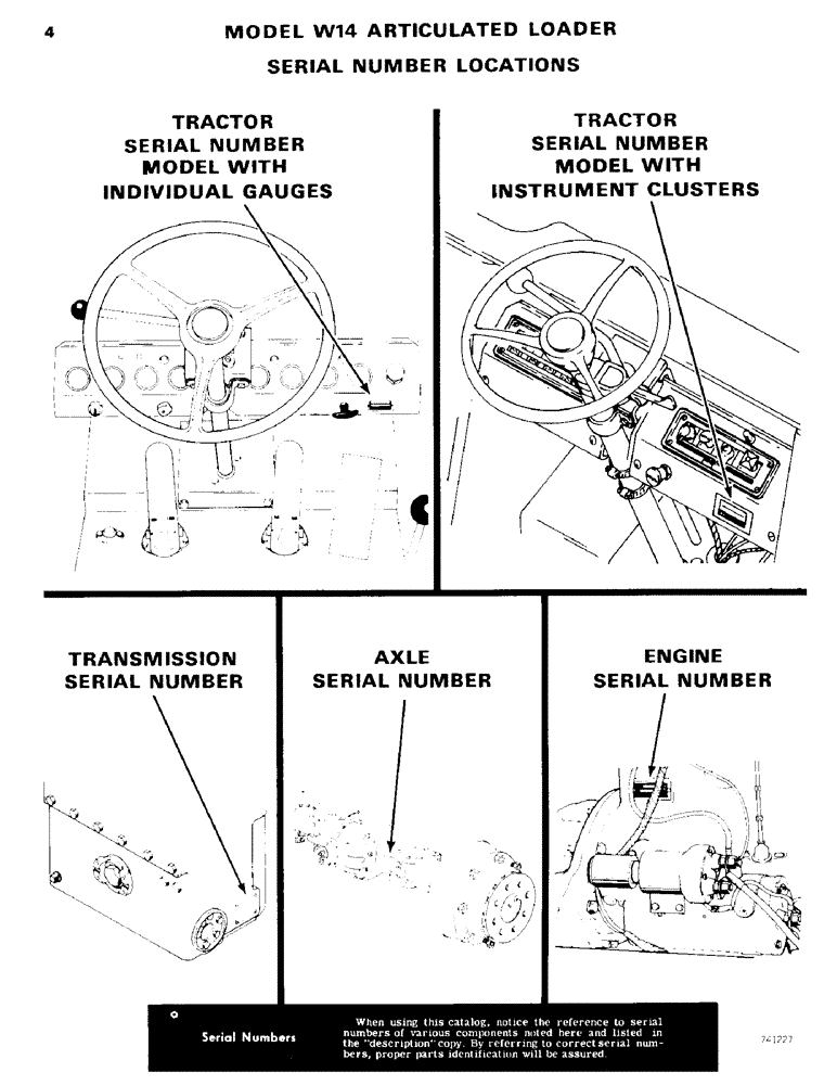 Схема запчастей Case W14 - (004) - SERIAL NUMBER LOCATIONS (00) - PICTORIAL INDEX