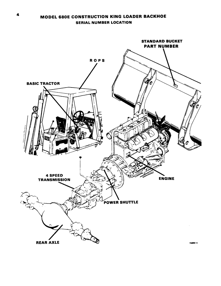 Схема запчастей Case 680E - (004) - SERIAL NUMBER LOCATION (05) - SERVICE & MAINTENANCE