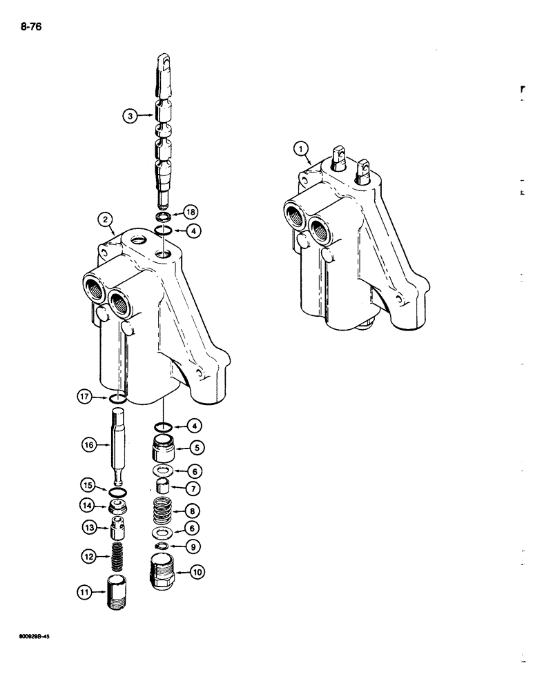 Схема запчастей Case 680L - (8-076) - STABILIZER CONTROL VALVE (08) - HYDRAULICS