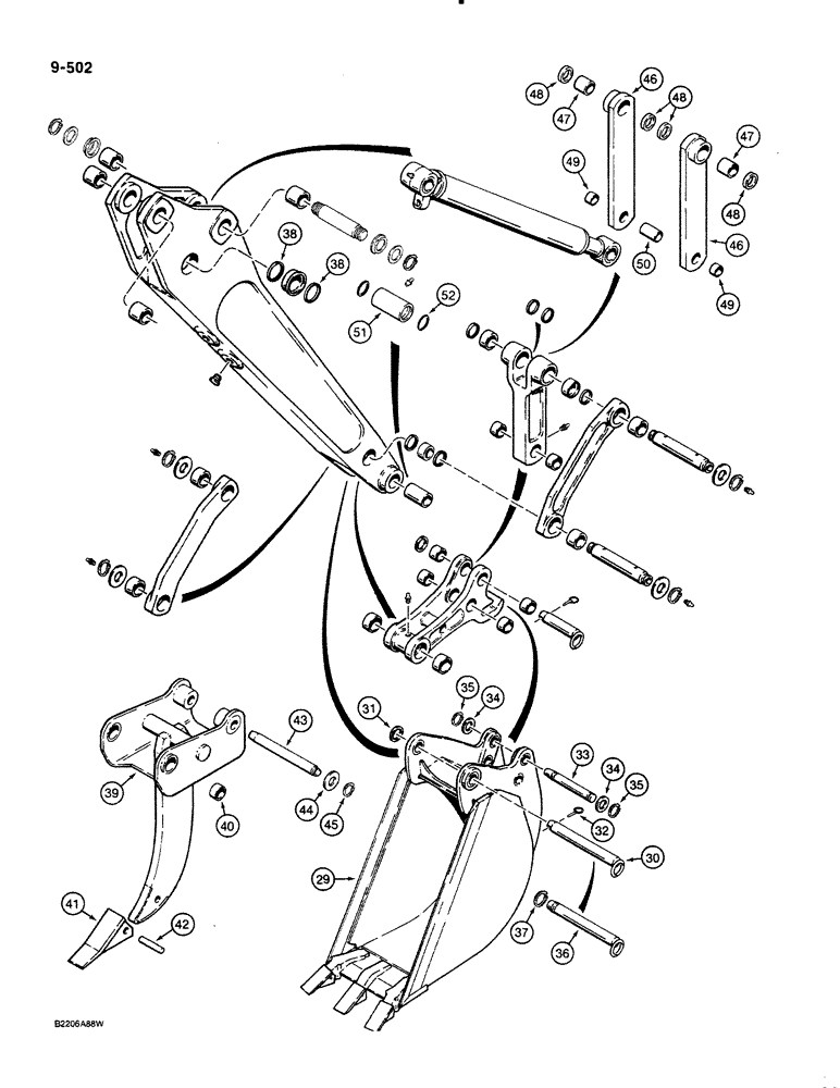 Схема запчастей Case 580K - (09-502) - BACKHOE DIPPER AND BUCKET, TRACTOR P.I.N. JJG0012415 AND AFTER (09) - CHASSIS/ATTACHMENTS