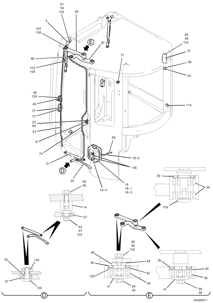 Схема запчастей Case CX27B BTW - (01-048) - CAB ASSY 3 OF 5 (PW02C00068F1) (90) - PLATFORM, CAB, BODYWORK AND DECALS