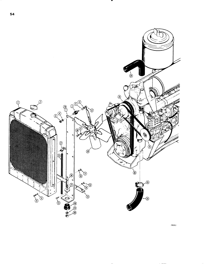 Схема запчастей Case W20 - (054) - RADIATOR, FAN AND FAN BELTS (04) - ELECTRICAL SYSTEMS