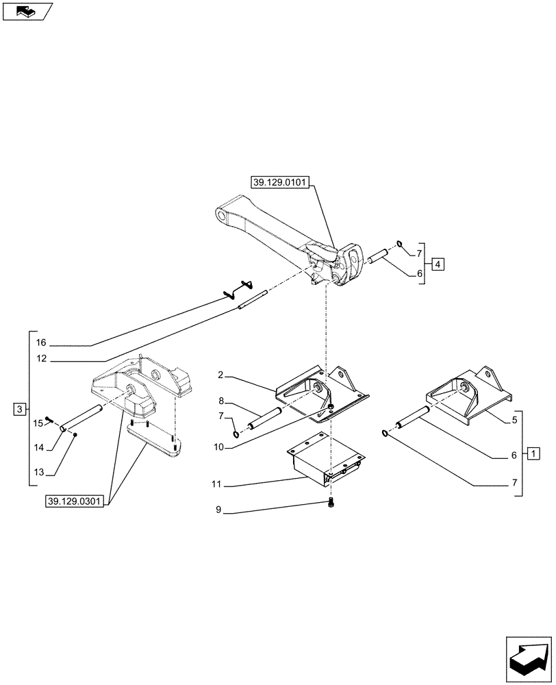 Схема запчастей Case 590SN - (39.129.0201) - VAR - 423002, 442055, 442056, 442057 - STABILIZER, PAD (39) - FRAMES AND BALLASTING