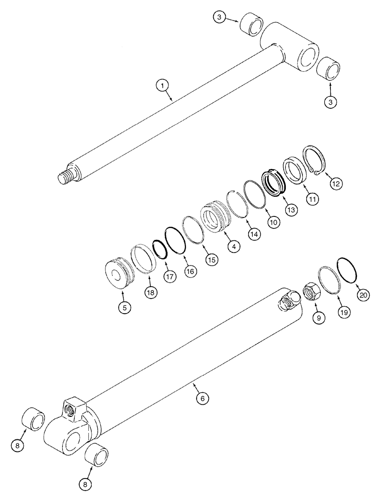 Схема запчастей Case 960 - (08-33) - CYLINDER ASSY BACKHOE BUCKET (08) - HYDRAULICS