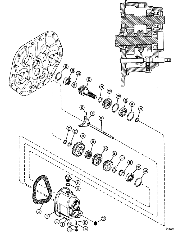 Схема запчастей Case 475 - (082) - TRANSMISSION MECHANICAL RANGE SHIFT (21) - TRANSMISSION