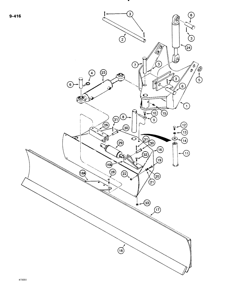 Схема запчастей Case DH4B - (9-416) - 6-WAY BACKFILL BLADE AND MOUNTING, BEFORE PIN 1242820 (09) - CHASSIS/ATTACHMENTS