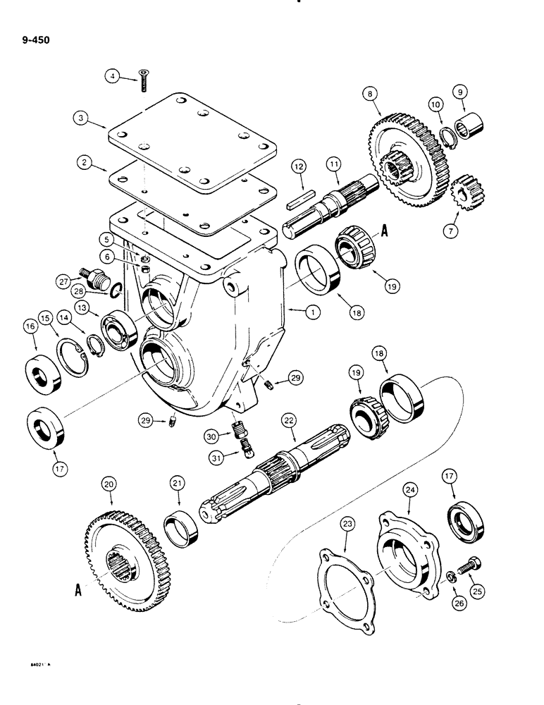 Схема запчастей Case DH4B - (9-450) - HYDRA-BORER GEARBOX (09) - CHASSIS/ATTACHMENTS