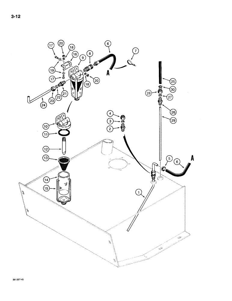 Схема запчастей Case W18B - (3-12) - FUEL LINES, MODELS WITHOUT ELECTRIC FUEL PUMP, AND WITH FUEL STRAINER (03) - FUEL SYSTEM