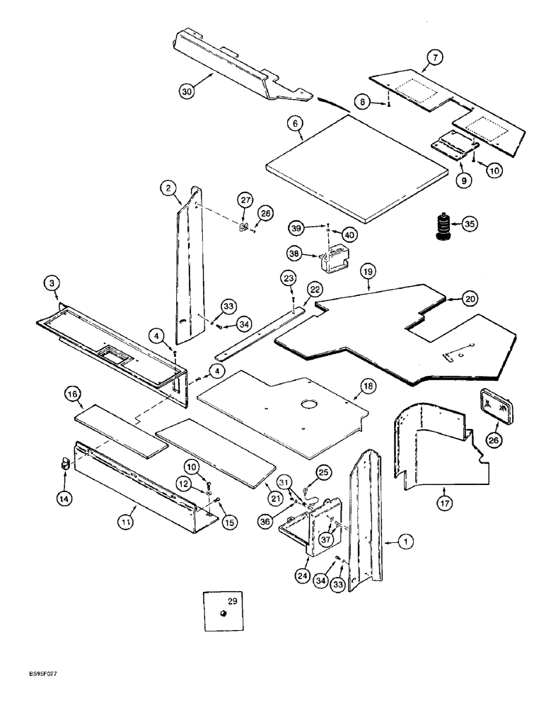 Схема запчастей Case 821B - (9-061A) - CAB INTERIOR - GRAY (09) - CHASSIS/ATTACHMENTS