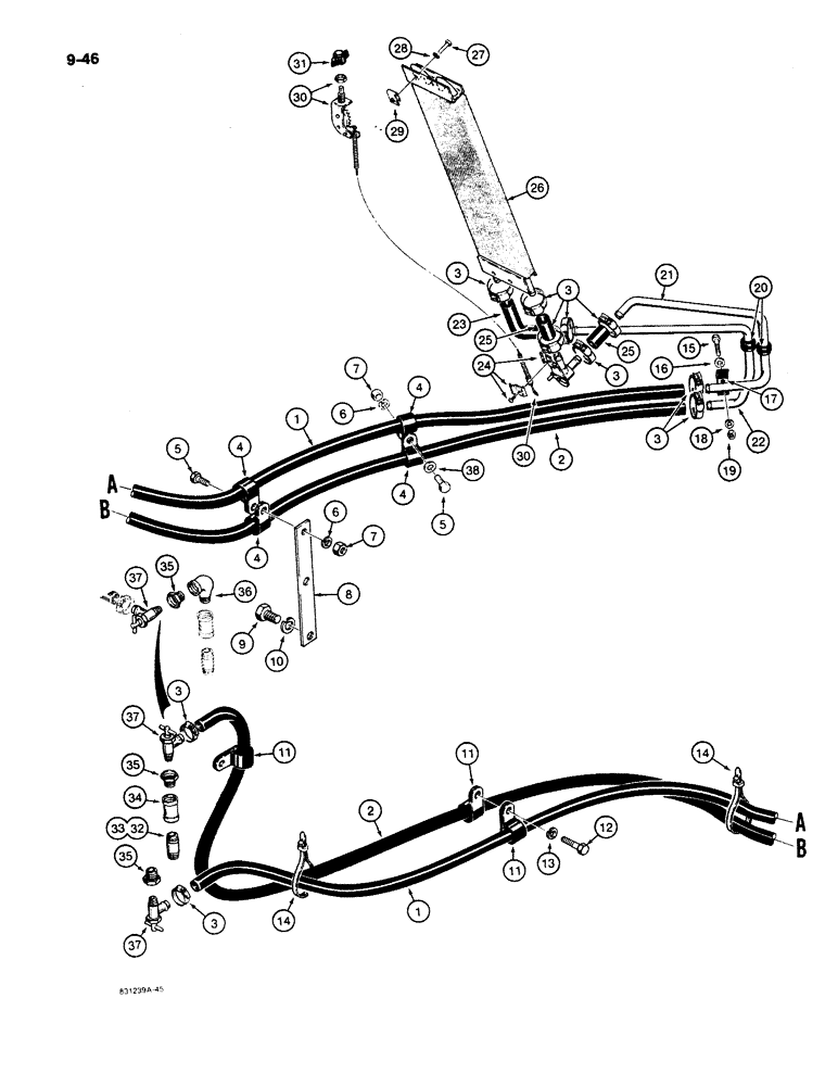 Схема запчастей Case W11B - (9-046) - CAB HEATER, HOSES, AND MOUNTING, BEFORE P.I.N. 9164337 (09) - CHASSIS/ATTACHMENTS