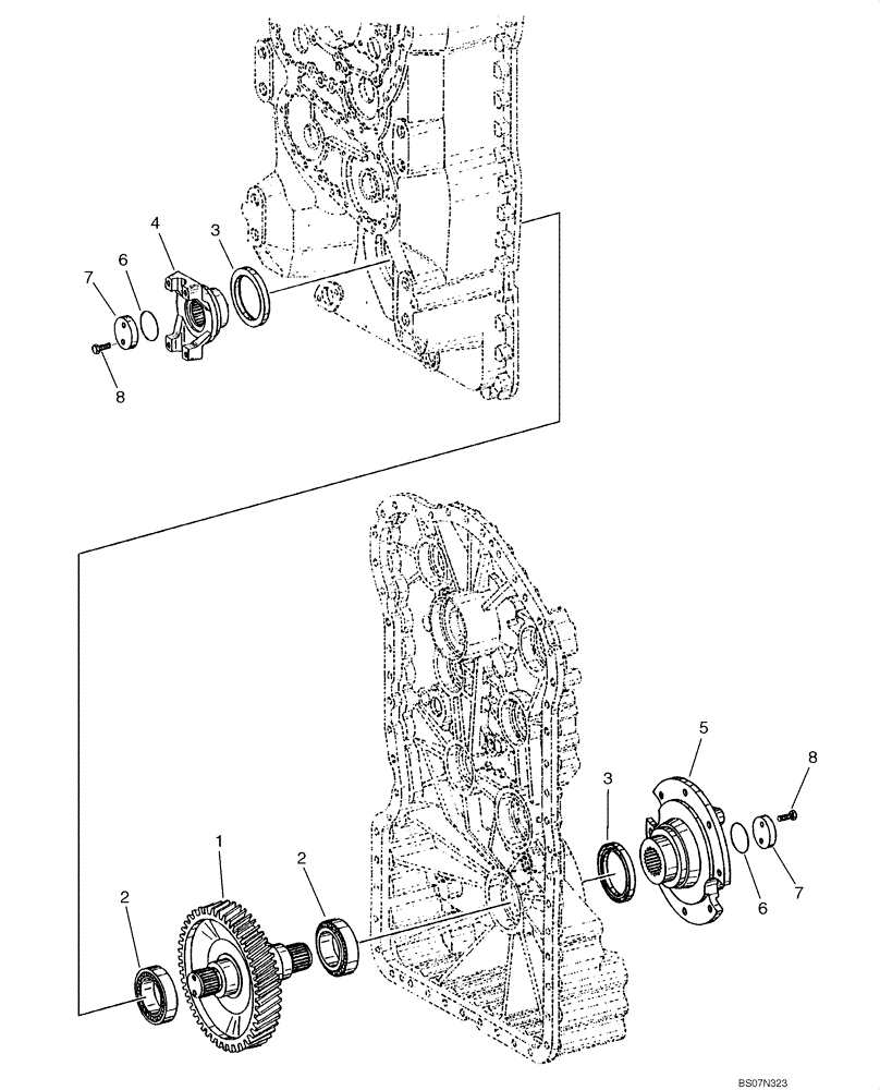 Схема запчастей Case 521E - (06-14) - TRANSMISSION - SHAFT, OUTPUT (06) - POWER TRAIN