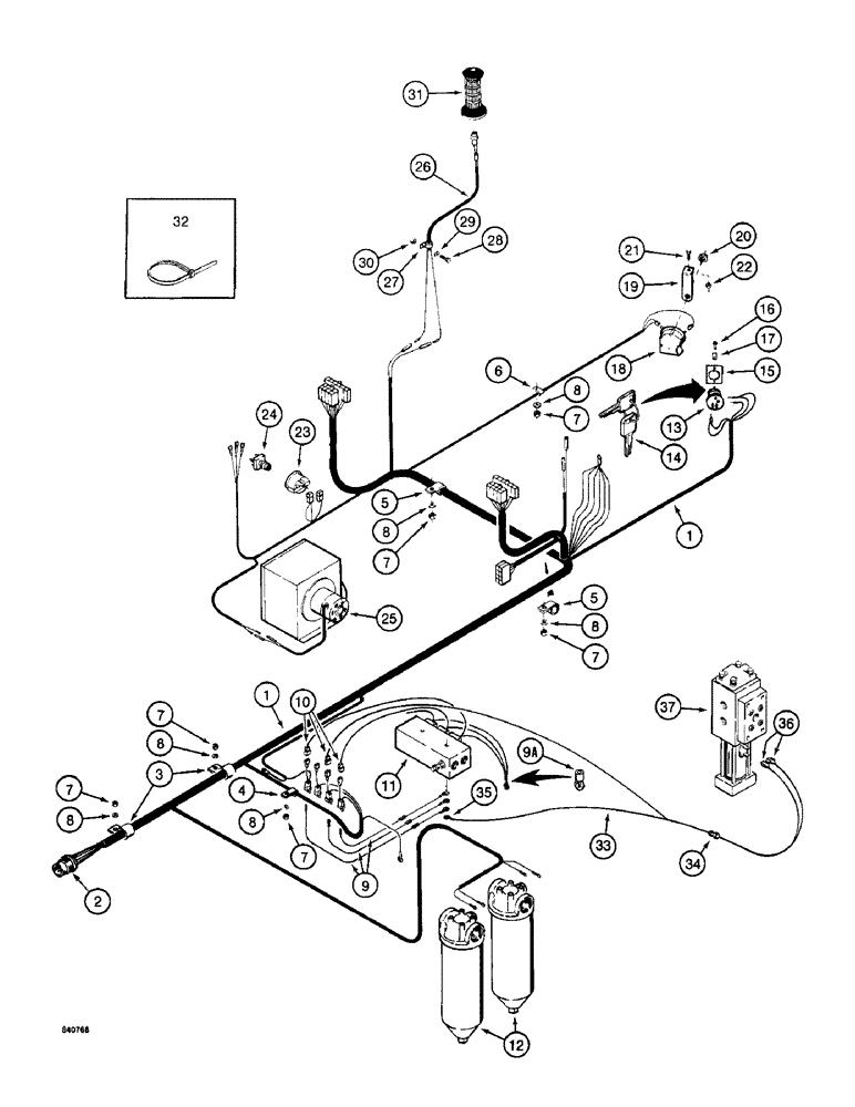 Схема запчастей Case 1187 - (088) - ELECTRICAL HARNESS - CAB AND TURNTABLE (06) - ELECTRICAL SYSTEMS