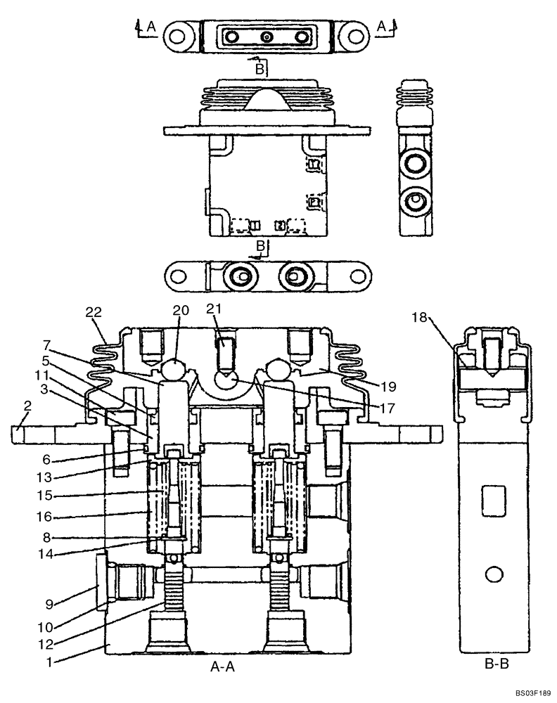 Схема запчастей Case CX135SR - (08-96) - VALVE ASSY, REMOTE CONTROL - DOZER BLADE (08) - HYDRAULICS