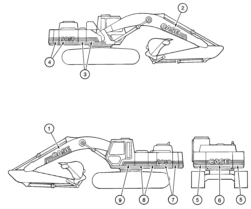 Схема запчастей Case 9050 - (9-82) - DECALS, MODEL IDENTIFICATION AND STRIPING (09) - CHASSIS
