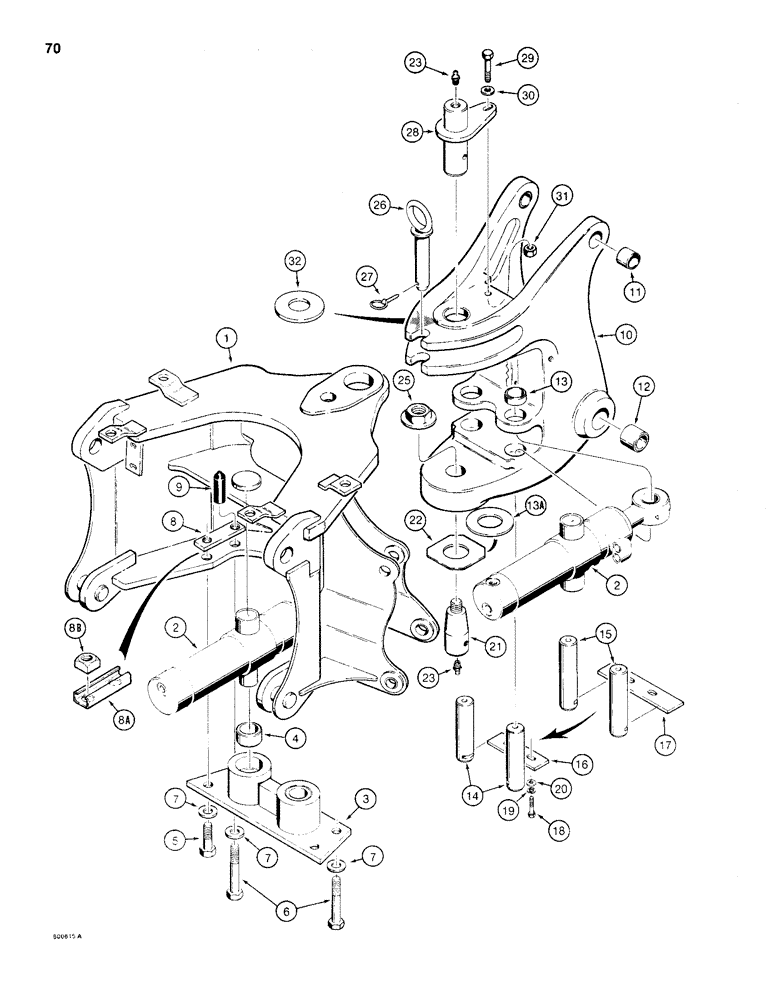 Схема запчастей Case 35WL - (70) - SWING CYLINDERS AND SWING TOWER 