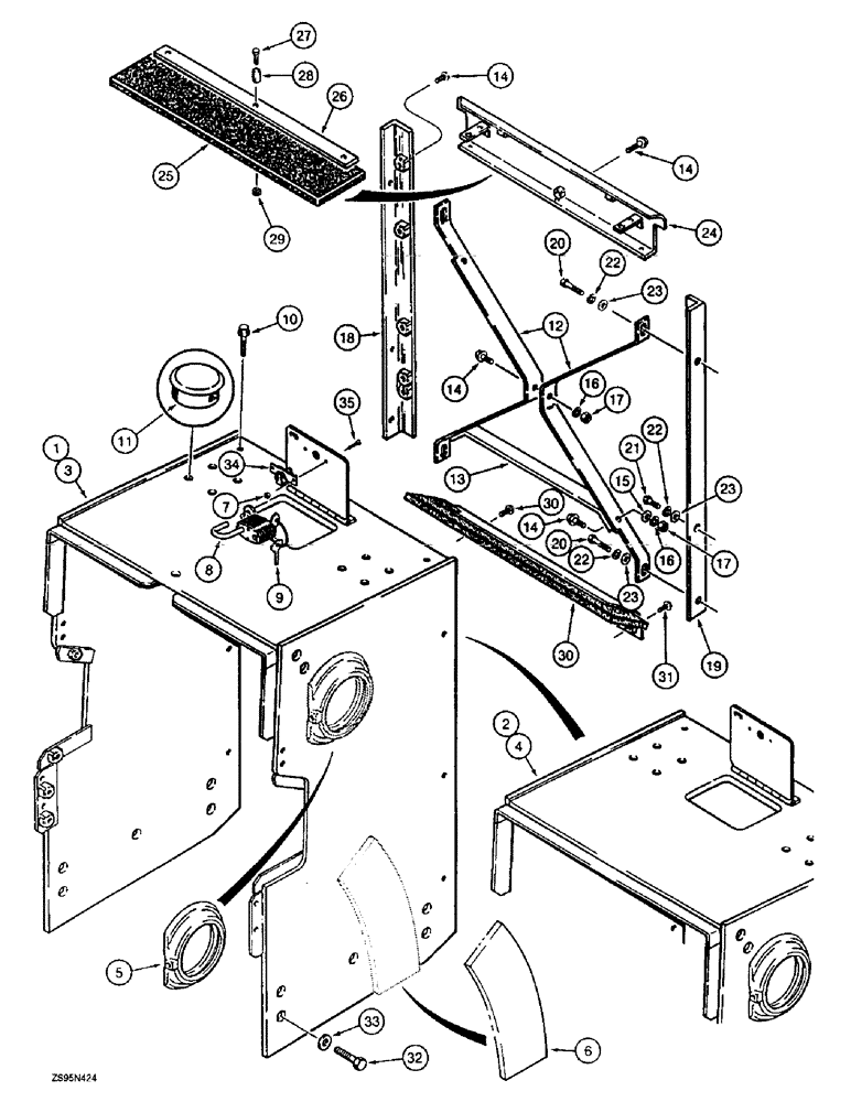 Схема запчастей Case 1150E - (9-054) - RADIATOR SHROUD - DOZER AND DRAWBAR MODELS (09) - CHASSIS/ATTACHMENTS