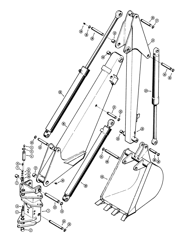 Схема запчастей Case 480CK - (24) - TOWER, BOOM, DIPPER ARM AND BUCKET (82) - FRONT LOADER & BUCKET