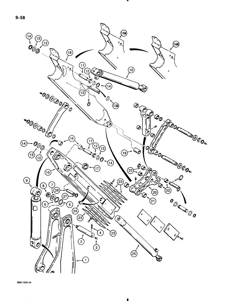 Схема запчастей Case 580K - (9-058) - EXTENDABLE DIPPER (09) - CHASSIS/ATTACHMENTS