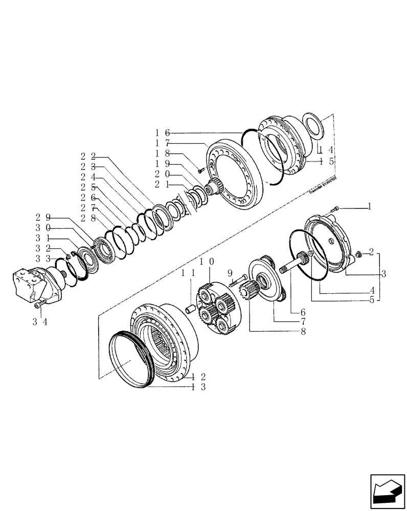 Схема запчастей Case SR15 - (07-003-01[01]) - TRAVEL REDUCTION GEAR - REAR - IF USED (06) - POWER TRAIN
