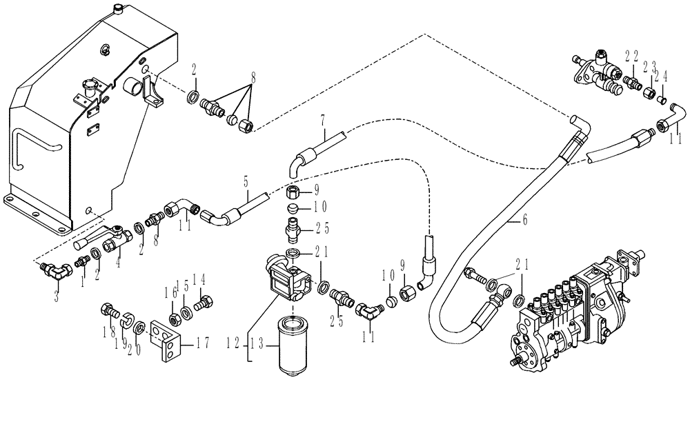 Схема запчастей Case 325 - (0.510/1[02]) - FUEL TANK - PIPING (01) - ENGINE