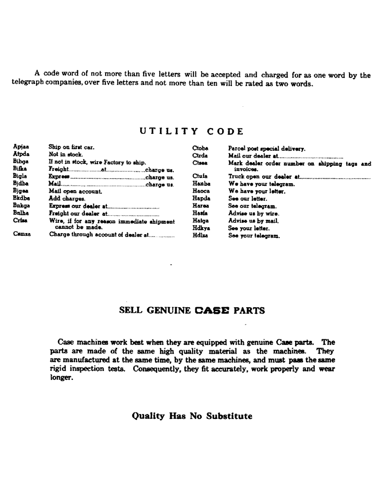 Схема запчастей Case 320 - (003) - SELL GENUINE CASE PARTS (00) - GENERAL