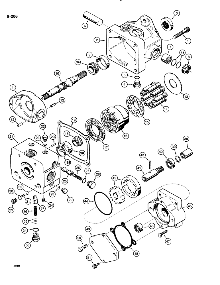 Схема запчастей Case DH4B - (8-206) - ATTACHMENT DRIVE PUMP - H672705 (08) - HYDRAULICS