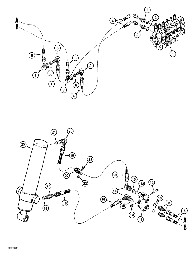 Схема запчастей Case 760 - (08-098) - CENTERLINE TRENCHER BOOM LIFT HYDRAULIC CIRCUIT, TRENCHERS W/SINGLE (EXTERNAL) BOOM LIFT CYLINDER (35) - HYDRAULIC SYSTEMS
