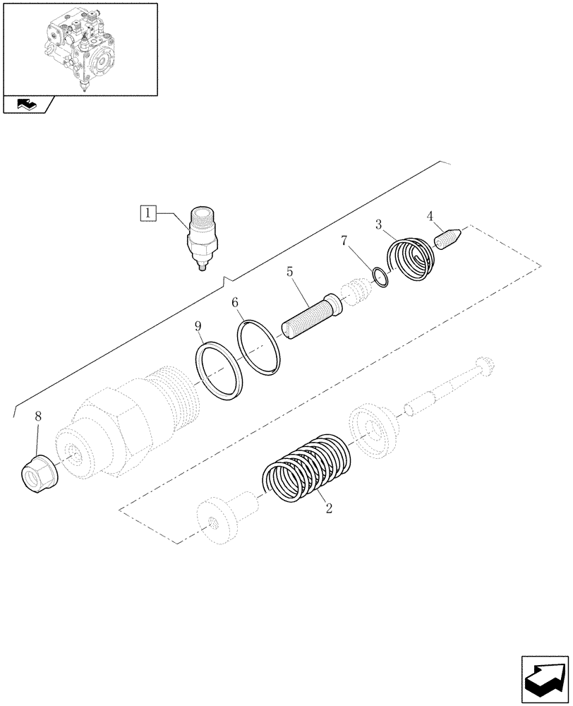 Схема запчастей Case 21E - (1.82.3[06]) - PRESSURE RELIEF VALVE (07) - HYDRAULIC SYSTEMS