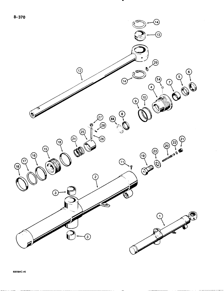 Схема запчастей Case 1450B - (8-370) - DOZER LIFT CYLINDERS, TILT DOZER MODELS (08) - HYDRAULICS