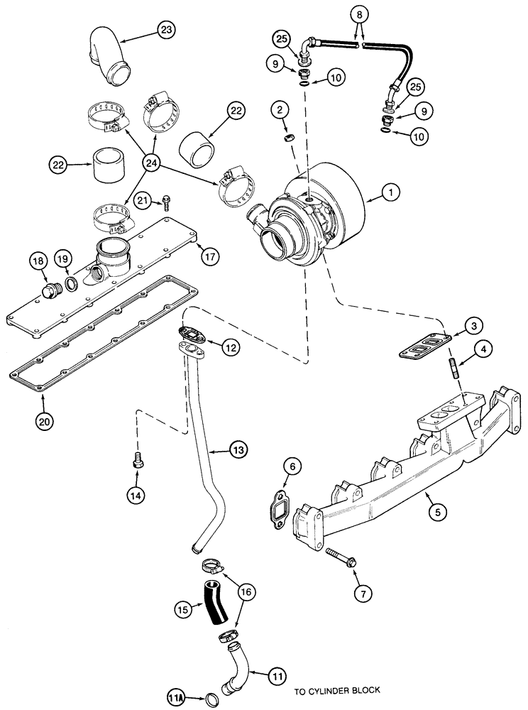Схема запчастей Case 850H - (02-10) - TURBOCHARGER SYSTEM, 6T-590 EMISSSIONS CERTIFIED ENGINE (02) - ENGINE