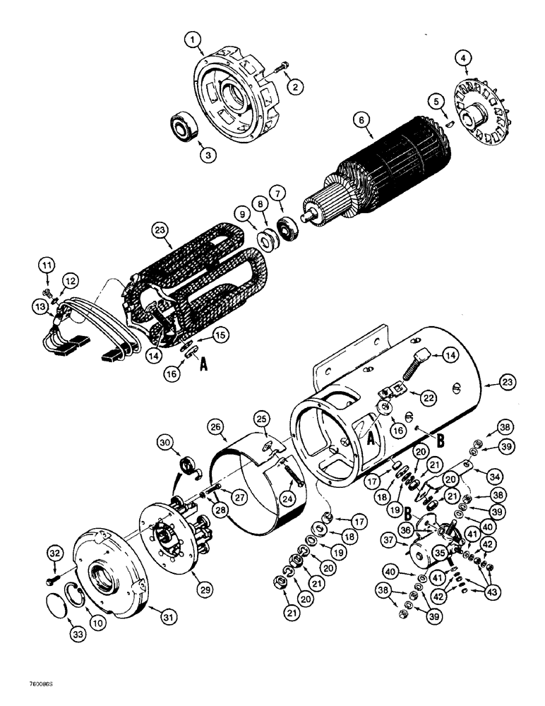 Схема запчастей Case 821B - (4-36) - AUXILIARY STEERING MOTOR ASSEMBLY, PRIOR TO P.I.N. JEE0053038 (04) - ELECTRICAL SYSTEMS