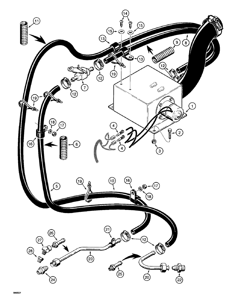 Схема запчастей Case 1187 - (094) - HEATER AND HOSES (05) - UPPERSTRUCTURE CHASSIS