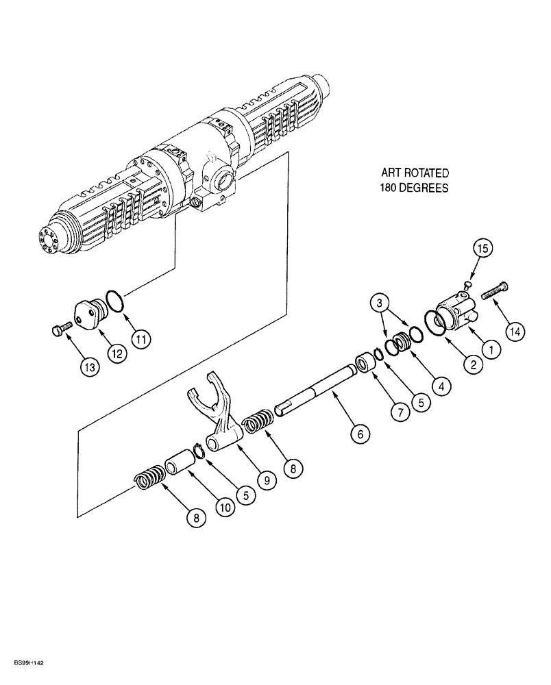 Схема запчастей Case 580SL - (6-184) - REAR DRIVE AXLE, DIFFERENTIAL LOCK, MODELS WITH POWERSHIFT TRANSMISSION, COUNTER CLOCKWISE INPUT (06) - POWER TRAIN
