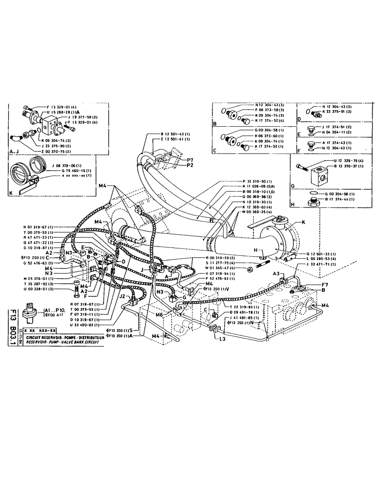 Схема запчастей Case 220 - (101) - RESERVOIR-PUMP-VALVE BANK CIRCUIT (07) - HYDRAULIC SYSTEM