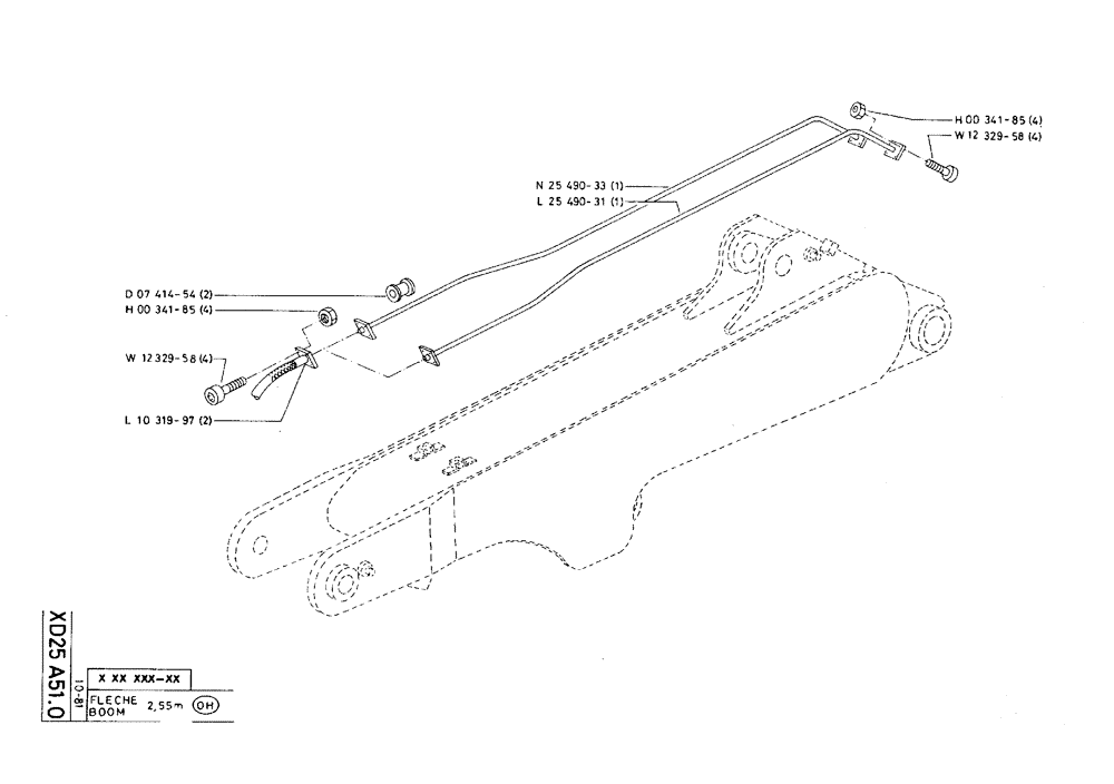 Схема запчастей Case 75C - (XD25 A51.0) - BOOM - 2,55 M (09) - BOOMS