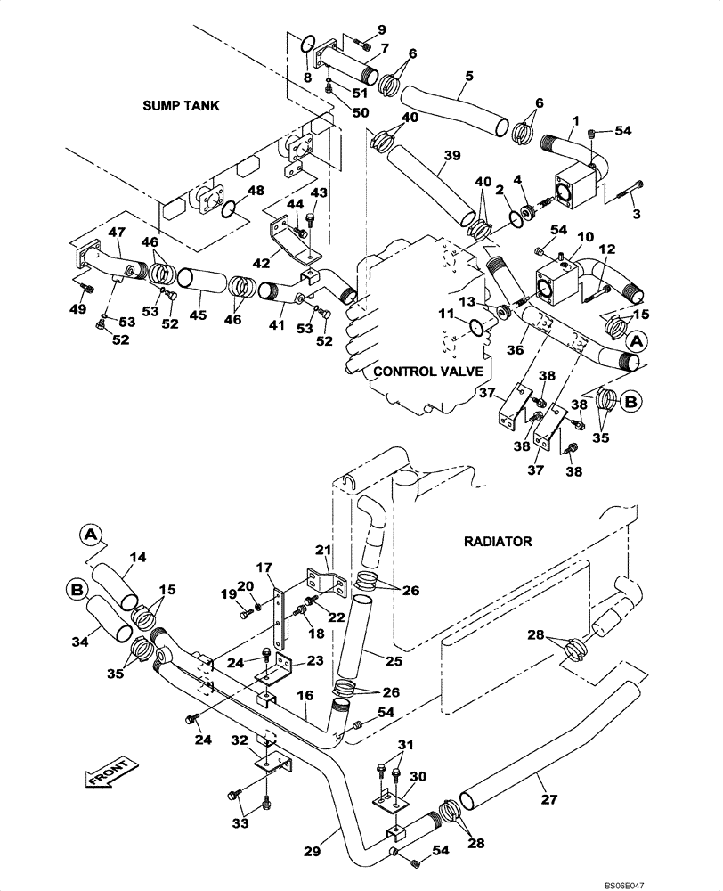 Схема запчастей Case CX800 - (08-005-00[01]) - HYDRAULIC CIRCUIT - COOLER (08) - HYDRAULICS