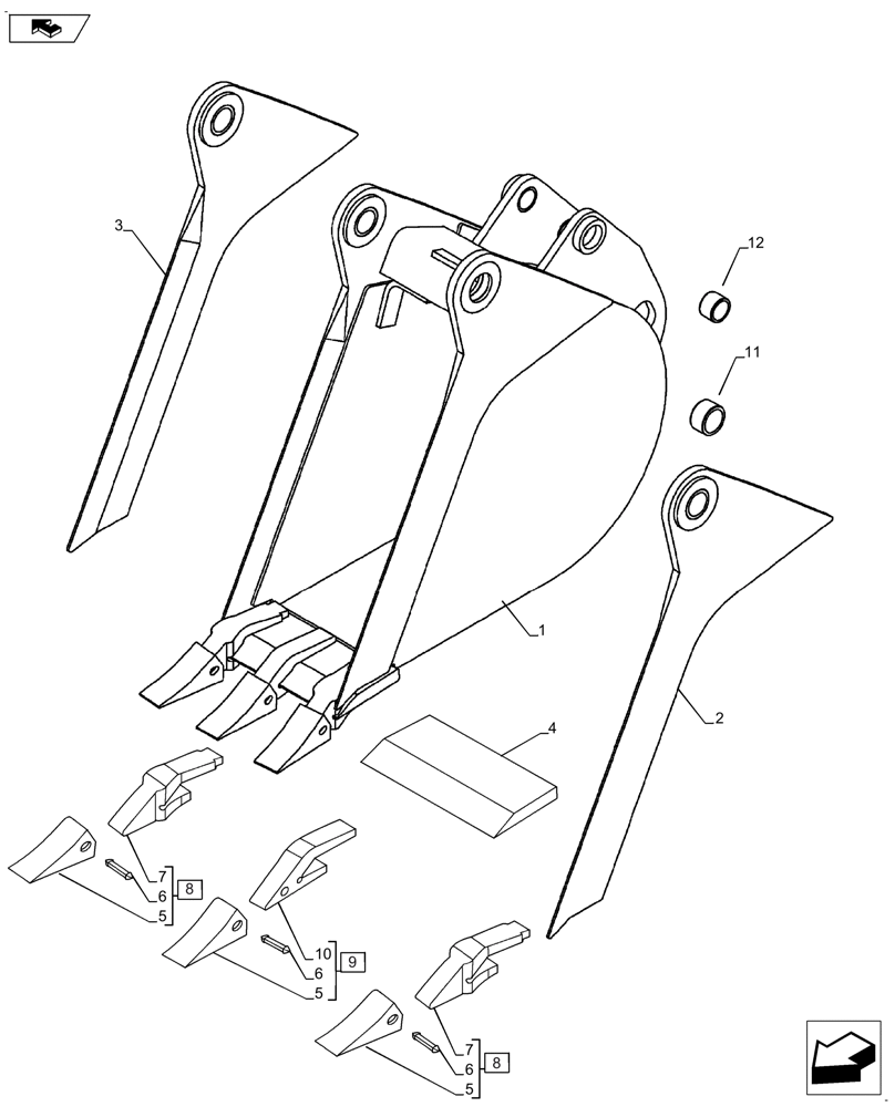 Схема запчастей Case 580SN WT - (84.100.01[01]) - BUCKET, BACKHOE (305 MM (12 INCH) WIDE) (84) - BOOMS, DIPPERS & BUCKETS