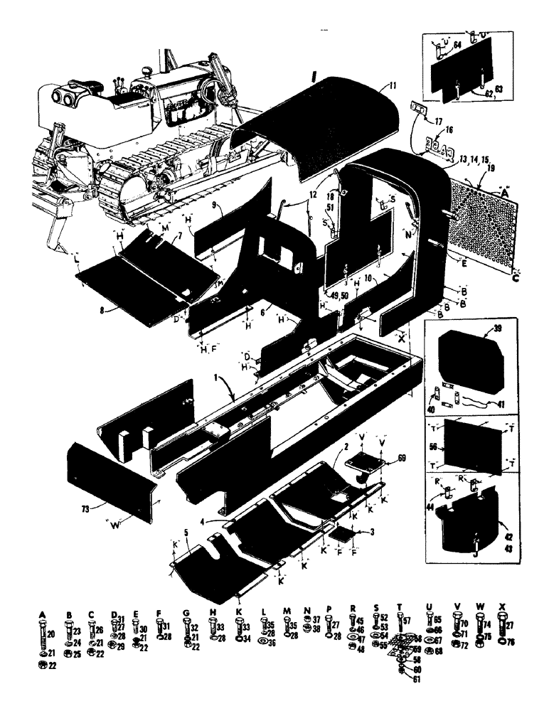 Схема запчастей Case 750 - (084) - ENGINE FRAME, MUD PANS, COWL, HOOD, SHROUD & MTG. PARTS (05) - UPPERSTRUCTURE CHASSIS