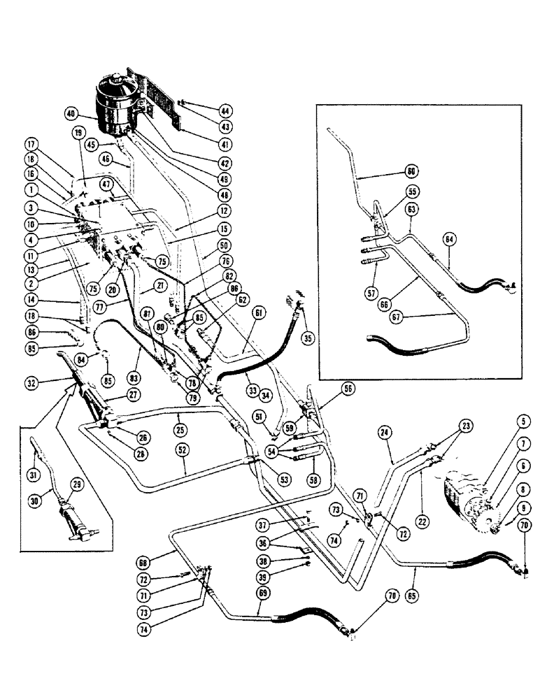 Схема запчастей Case 600 - (106) - HYDRAULIC SYSTEM, (USED UP TO SERIAL #6-12-56), TRANSMISSION HYDRAULIC SYSTEM (07) - HYDRAULIC SYSTEM