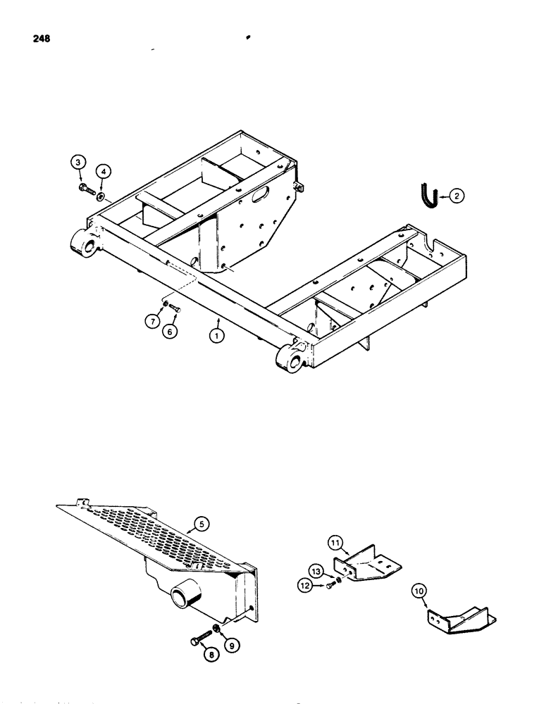 Схема запчастей Case 450B - (248) - SEAT AND TANK FRAME AND REAR TRANSMISSION GUARD (05) - UPPERSTRUCTURE CHASSIS