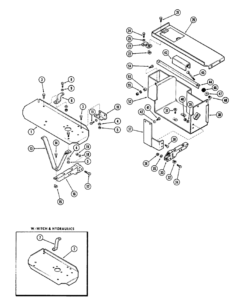 Схема запчастей Case 580 - (167A) - PLATFORMS, BATTERY CASE AND TOOL BOX (90) - PLATFORM, CAB, BODYWORK AND DECALS